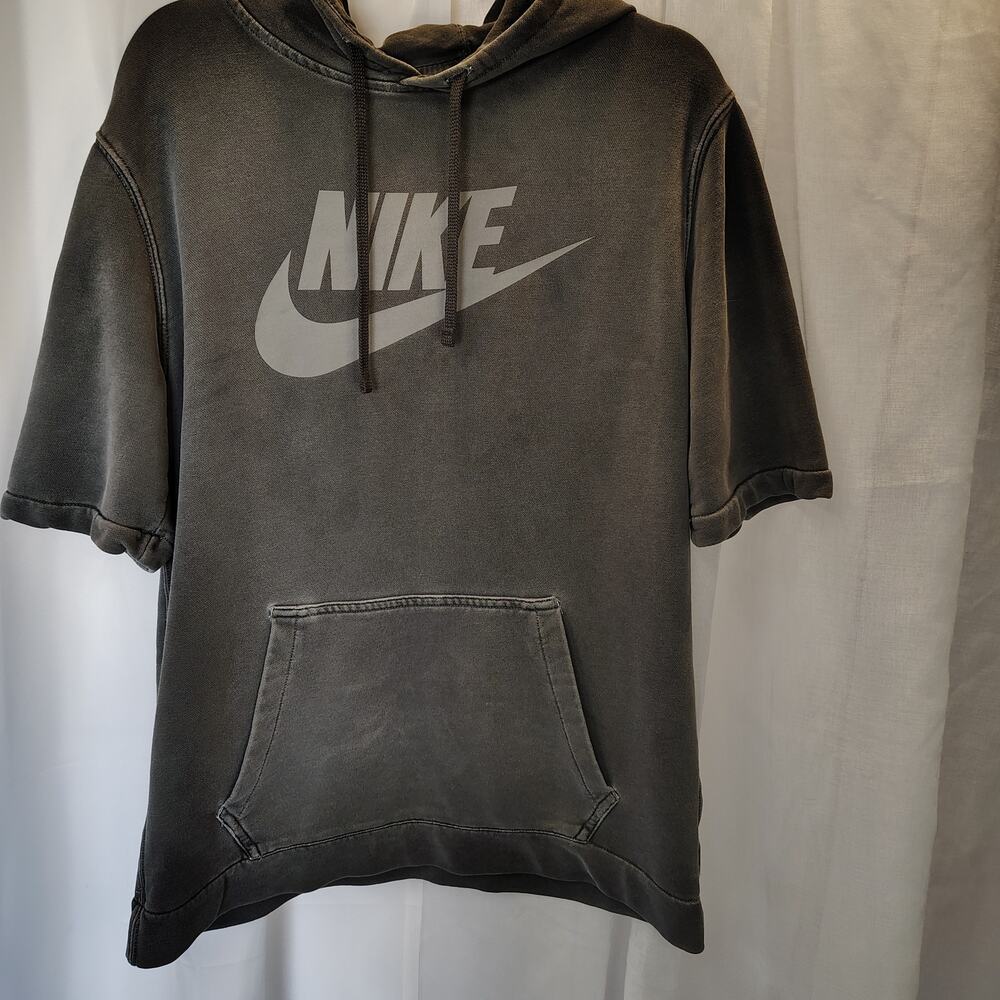 Nike Sleeveless Hoodie Washed Black Gray Pullover Cut Off Sweatshirt Large